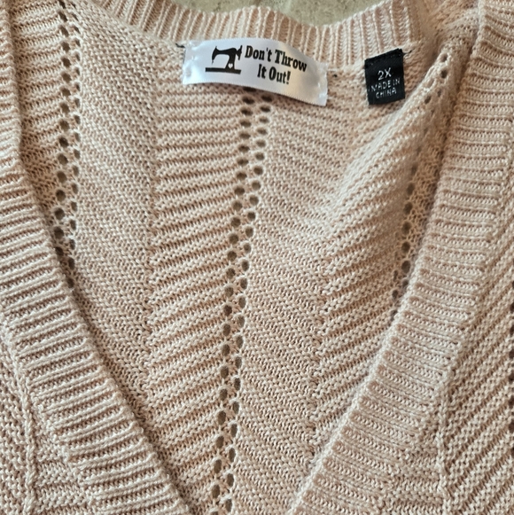 Upcycled Cardigan Duster XL-2X Blush Pink Floral Ruffle Dont Throw It Out - Picture 3 of 4